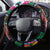 Hawaiian Lei Day Steering Wheel Cover Colorful Plumeria and Volcanic Turtle with Abstract Lava Texture