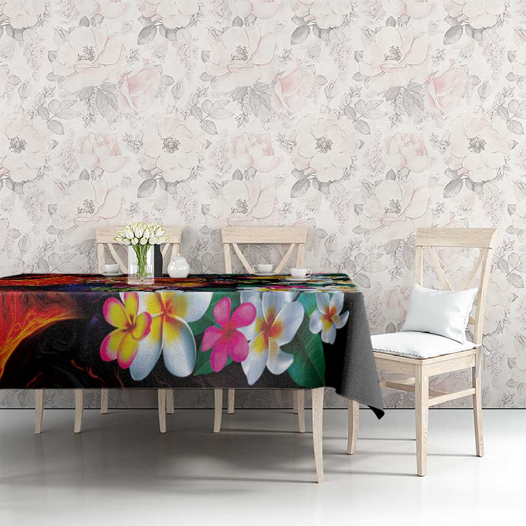 Hawaiian Lei Day Tablecloth Colorful Plumeria and Volcanic Turtle with Abstract Lava Texture LT03 - Polynesian Pride