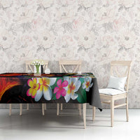 Hawaiian Lei Day Tablecloth Colorful Plumeria and Volcanic Turtle with Abstract Lava Texture LT03 - Polynesian Pride