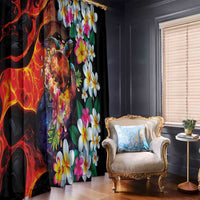 Hawaiian Lei Day Window Curtain Colorful Plumeria and Volcanic Turtle with Abstract Lava Texture LT03 - Polynesian Pride