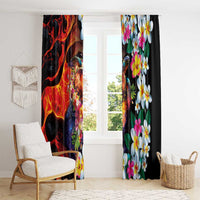 Hawaiian Lei Day Window Curtain Colorful Plumeria and Volcanic Turtle with Abstract Lava Texture LT03 - Polynesian Pride