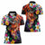 Hawaiian Lei Day Women Polo Shirt Colorful Plumeria and Volcanic Turtle with Abstract Lava Texture