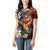 Hawaiian Lei Day Women Polo Shirt Colorful Plumeria and Volcanic Turtle with Abstract Lava Texture