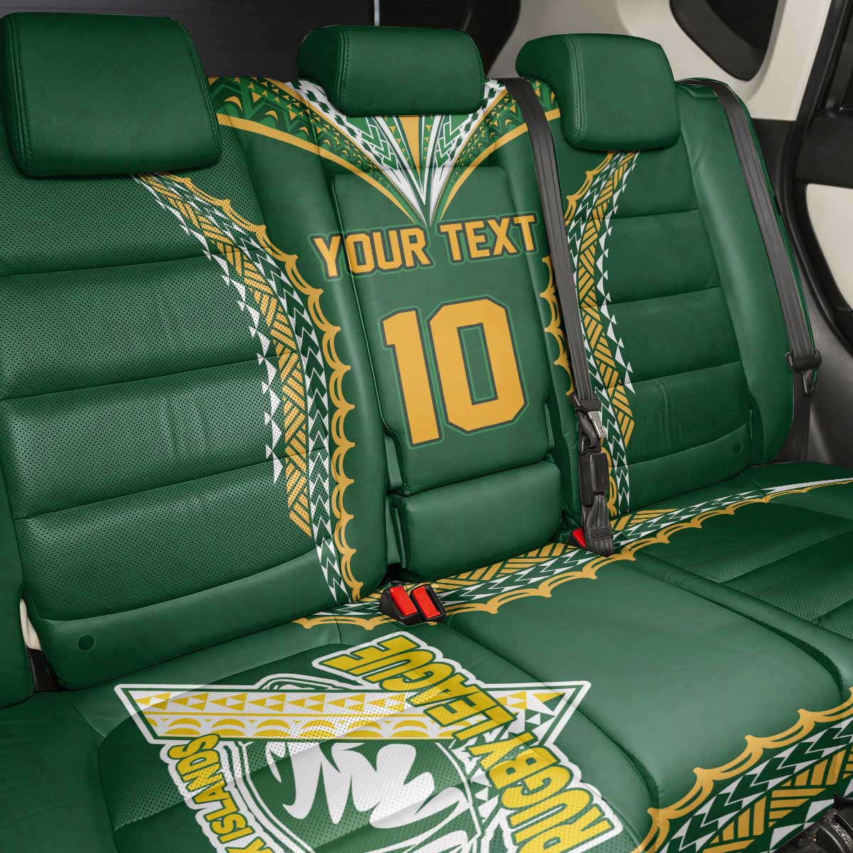 Custom Cook Islands Rugby League Back Car Seat Cover Tatau Tribal Pattern-Special Edition Green Color