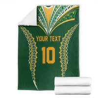 Custom Cook Islands Rugby League Blanket Tatau Tribal Pattern-Special Edition Green Color