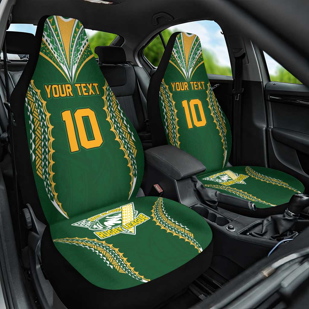 Custom Cook Islands Rugby League Car Seat Cover Tatau Tribal Pattern-Special Edition Green Color