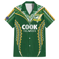 Custom Cook Islands Rugby League Family Matching Long Sleeve Bodycon Dress and Hawaiian Shirt Tatau Tribal Pattern-Special Edition Green Color