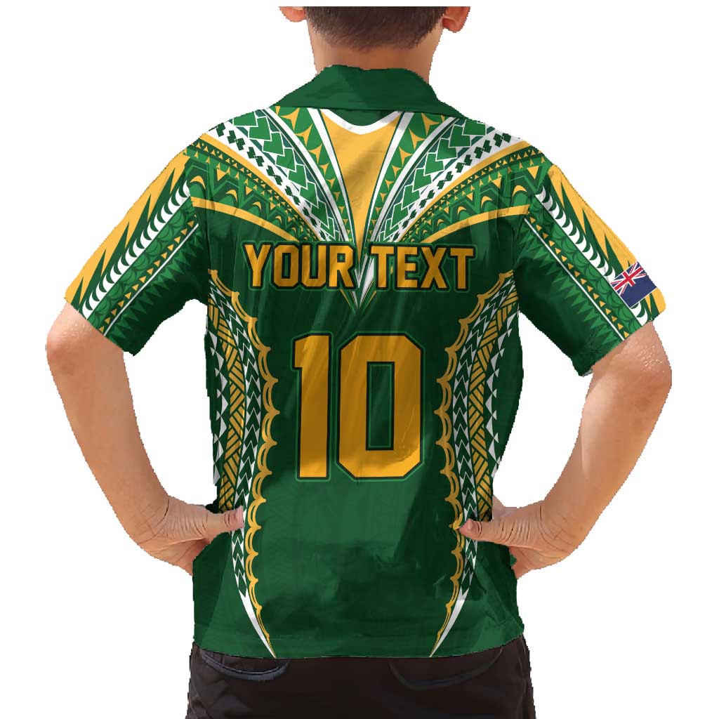 Custom Cook Islands Rugby League Family Matching Mermaid Dress and Hawaiian Shirt Tatau Tribal Pattern-Special Edition Green Color