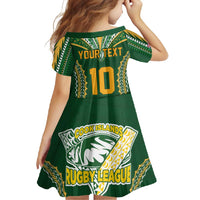 Custom Cook Islands Rugby League Family Matching Mermaid Dress and Hawaiian Shirt Tatau Tribal Pattern-Special Edition Green Color