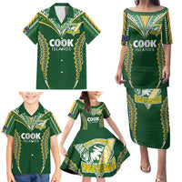 Custom Cook Islands Rugby League Family Matching Puletasi and Hawaiian Shirt Tatau Tribal Pattern-Special Edition Green Color