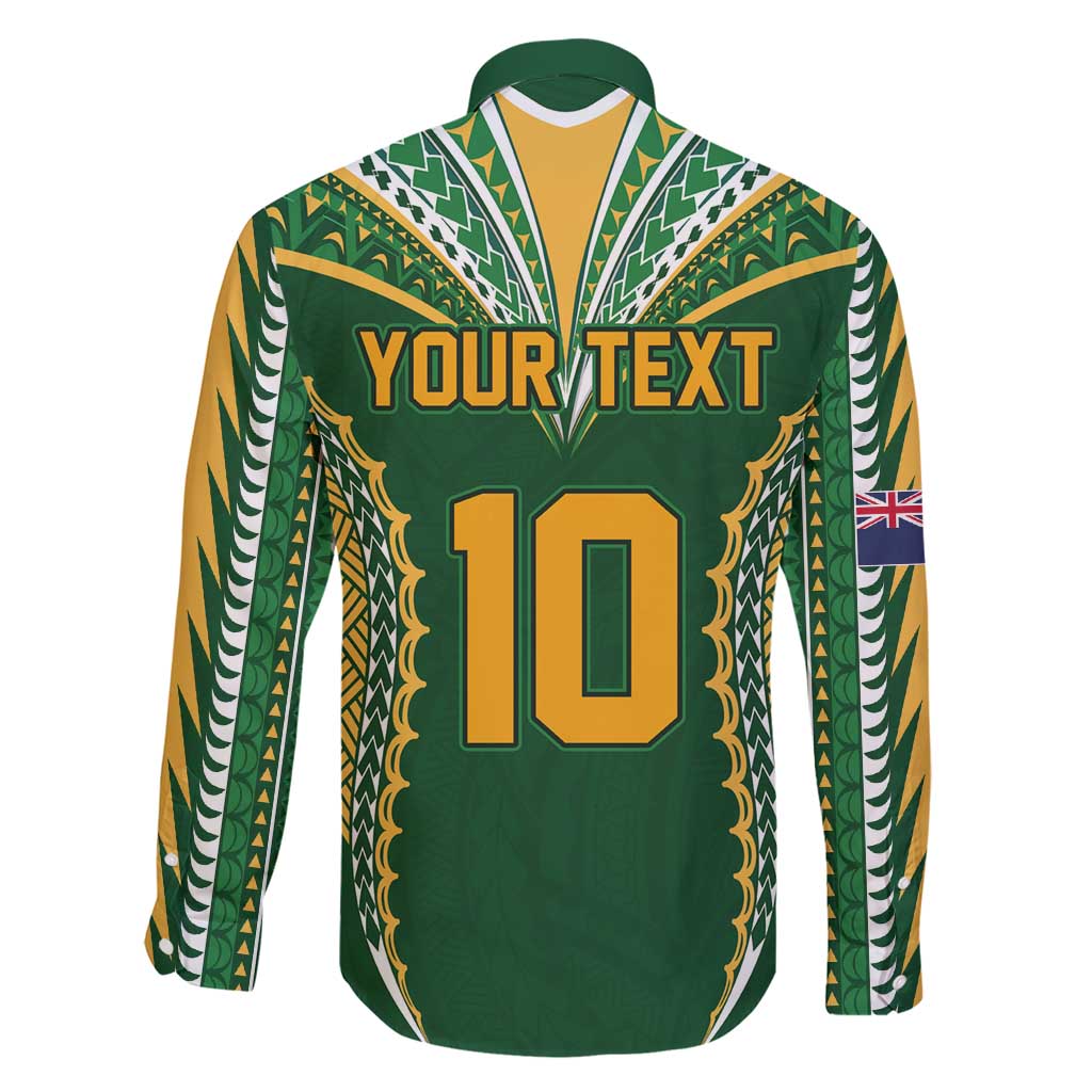 Custom Cook Islands Rugby League Family Matching Short Sleeve Bodycon Dress and Hawaiian Shirt Tatau Tribal Pattern-Special Edition Green Color