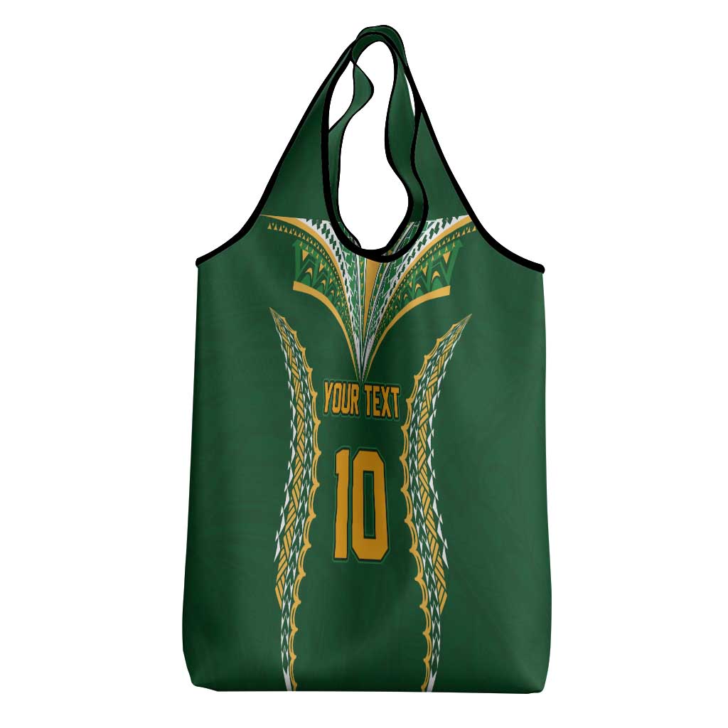 Custom Cook Islands Rugby League Grocery Bag Tatau Tribal Pattern-Special Edition Green Color