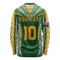 Custom Cook Islands Rugby League Long Sleeve Shirt Tatau Tribal Pattern-Special Edition Green Color