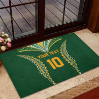 Custom Cook Islands Rugby League Rubber Doormat Tatau Tribal Pattern-Special Edition Green Color