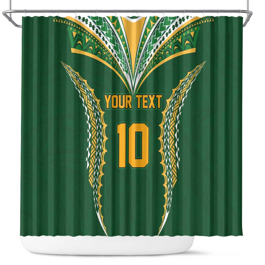 Custom Cook Islands Rugby League Shower Curtain Tatau Tribal Pattern-Special Edition Green Color