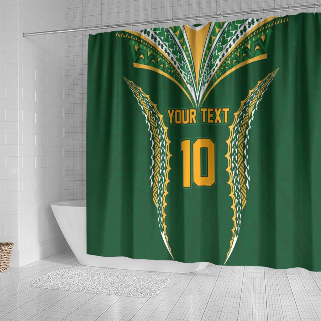 Custom Cook Islands Rugby League Shower Curtain Tatau Tribal Pattern-Special Edition Green Color