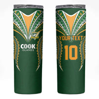 Custom Cook Island Rugby League 2025 Skinny Tumbler Tatau Tribal Pattern-Special Edition Green Color