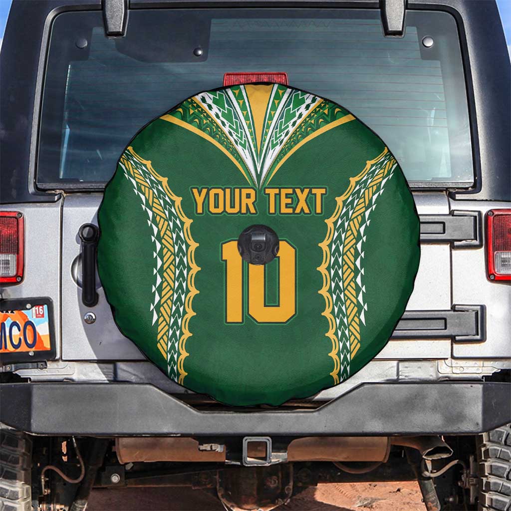 Custom Cook Islands Rugby League Spare Tire Cover Tatau Tribal Pattern-Special Edition Green Color