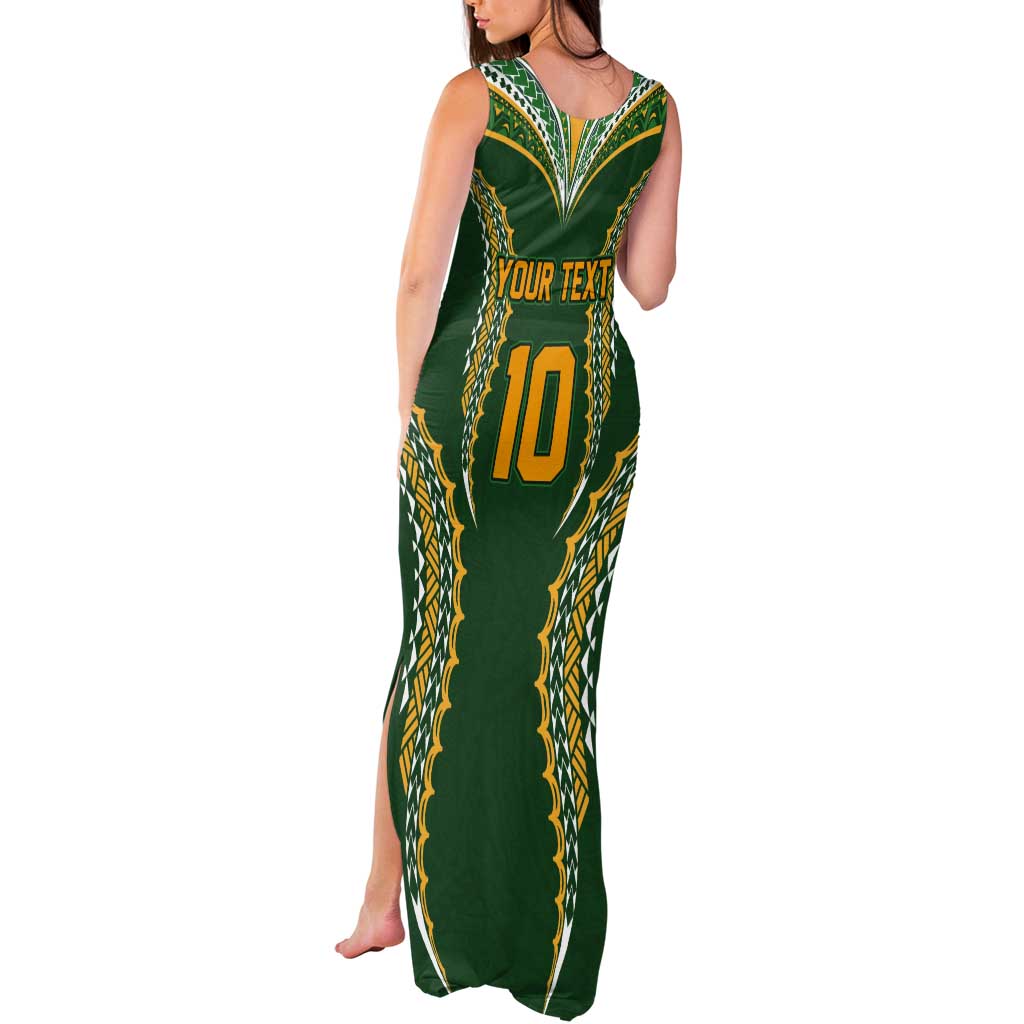 Custom Cook Islands Rugby League Tank Maxi Dress Tatau Tribal Pattern-Special Edition Green Color