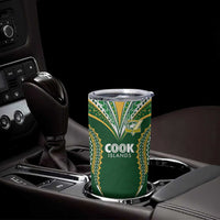 Custom Cook Island Rugby League 2025 Tumbler Cup Tatau Tribal Pattern-Special Edition Green Color