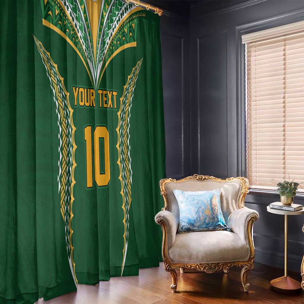 Custom Cook Islands Rugby League Window Curtain Tatau Tribal Pattern-Special Edition Green Color