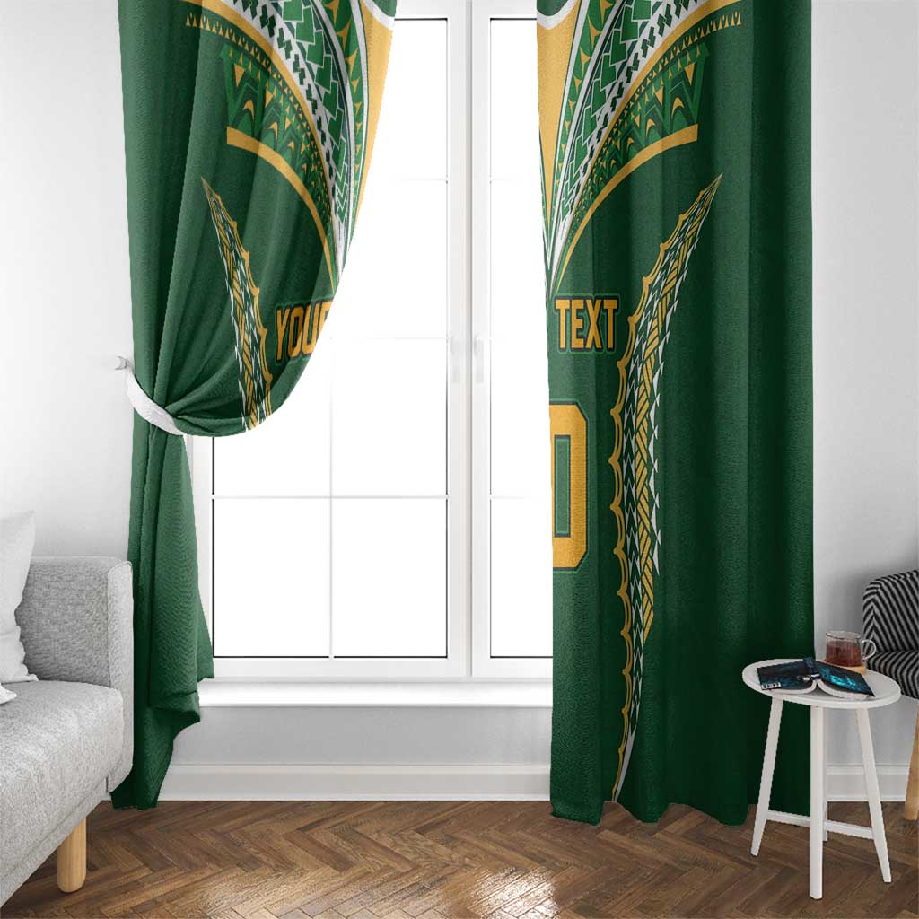 Custom Cook Islands Rugby League Window Curtain Tatau Tribal Pattern-Special Edition Green Color