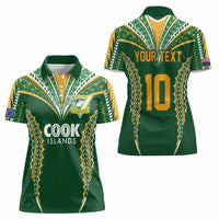 Custom Cook Islands Rugby League Women Polo Shirt Tatau Tribal Pattern-Special Edition Green Color