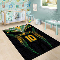 Custom Cook Islands Rugby League Area Rug Tatau Tribal Pattern-Special Edition Black Color