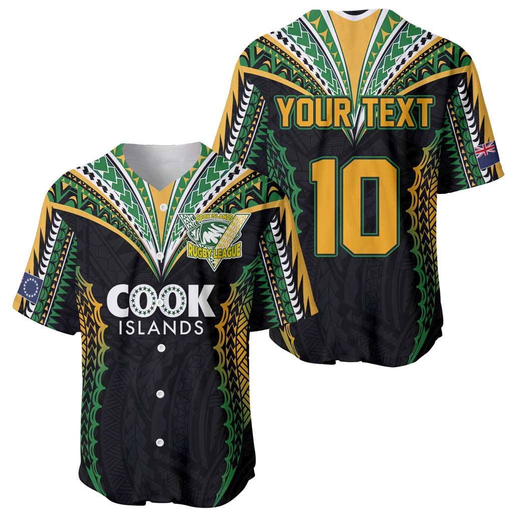Custom Cook Islands Rugby League Baseball Jersey Tatau Tribal Pattern-Special Edition Black Color
