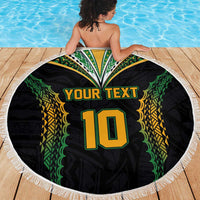 Custom Cook Islands Rugby League Beach Blanket Tatau Tribal Pattern-Special Edition Black Color