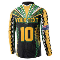 Custom Cook Islands Rugby League Button Sweatshirt Tatau Tribal Pattern-Special Edition Black Color