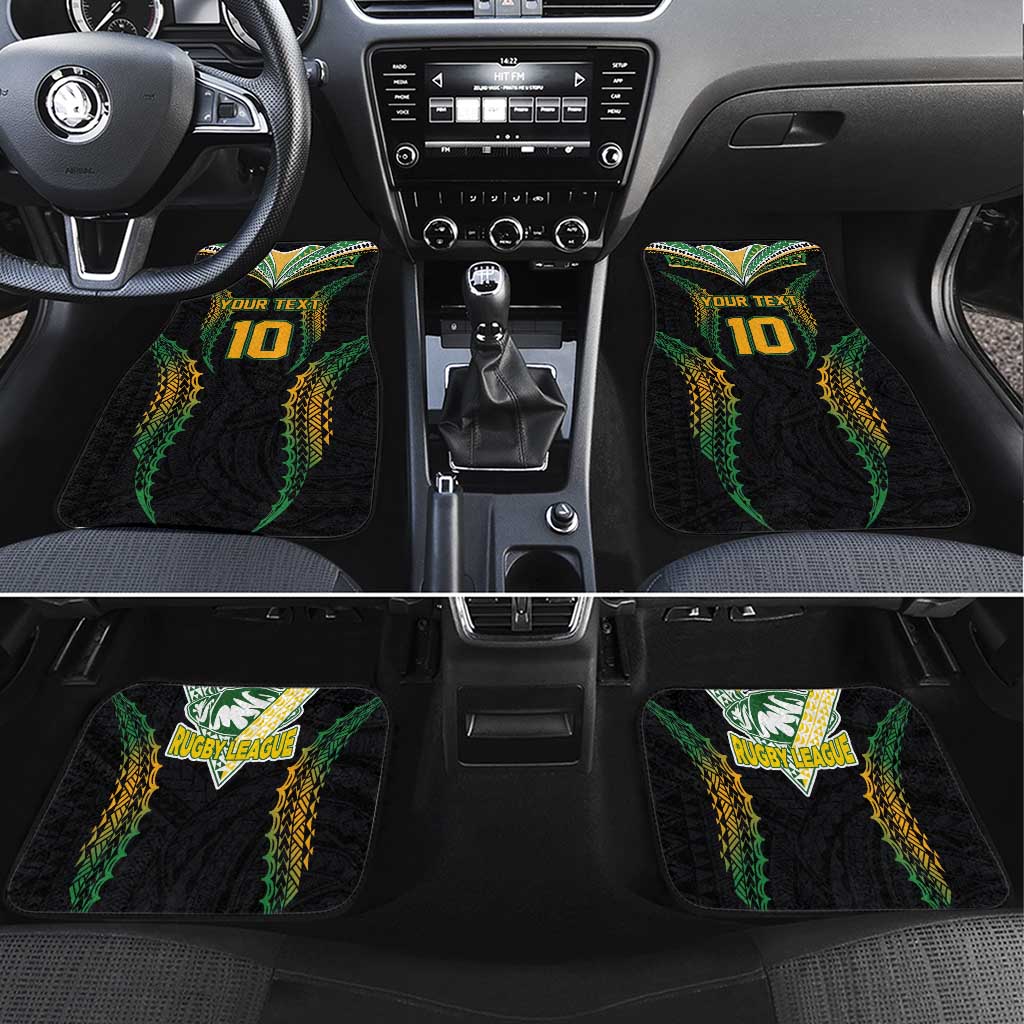 Custom Cook Islands Rugby League Car Mats Tatau Tribal Pattern-Special Edition Black Color