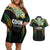 Custom Cook Islands Rugby League Couples Matching Off Shoulder Short Dress and Hawaiian Shirt Tatau Tribal Pattern-Special Edition Black Color