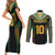 Custom Cook Islands Rugby League Couples Matching Short Sleeve Bodycon Dress and Long Sleeve Button Shirt Tatau Tribal Pattern-Special Edition Black Color