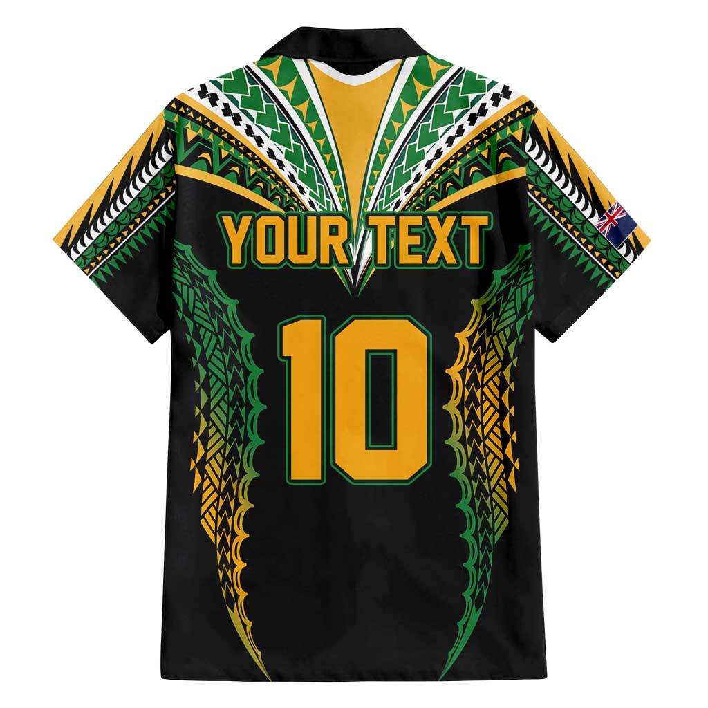 Custom Cook Islands Rugby League Family Matching Long Sleeve Bodycon Dress and Hawaiian Shirt Tatau Tribal Pattern-Special Edition Black Color