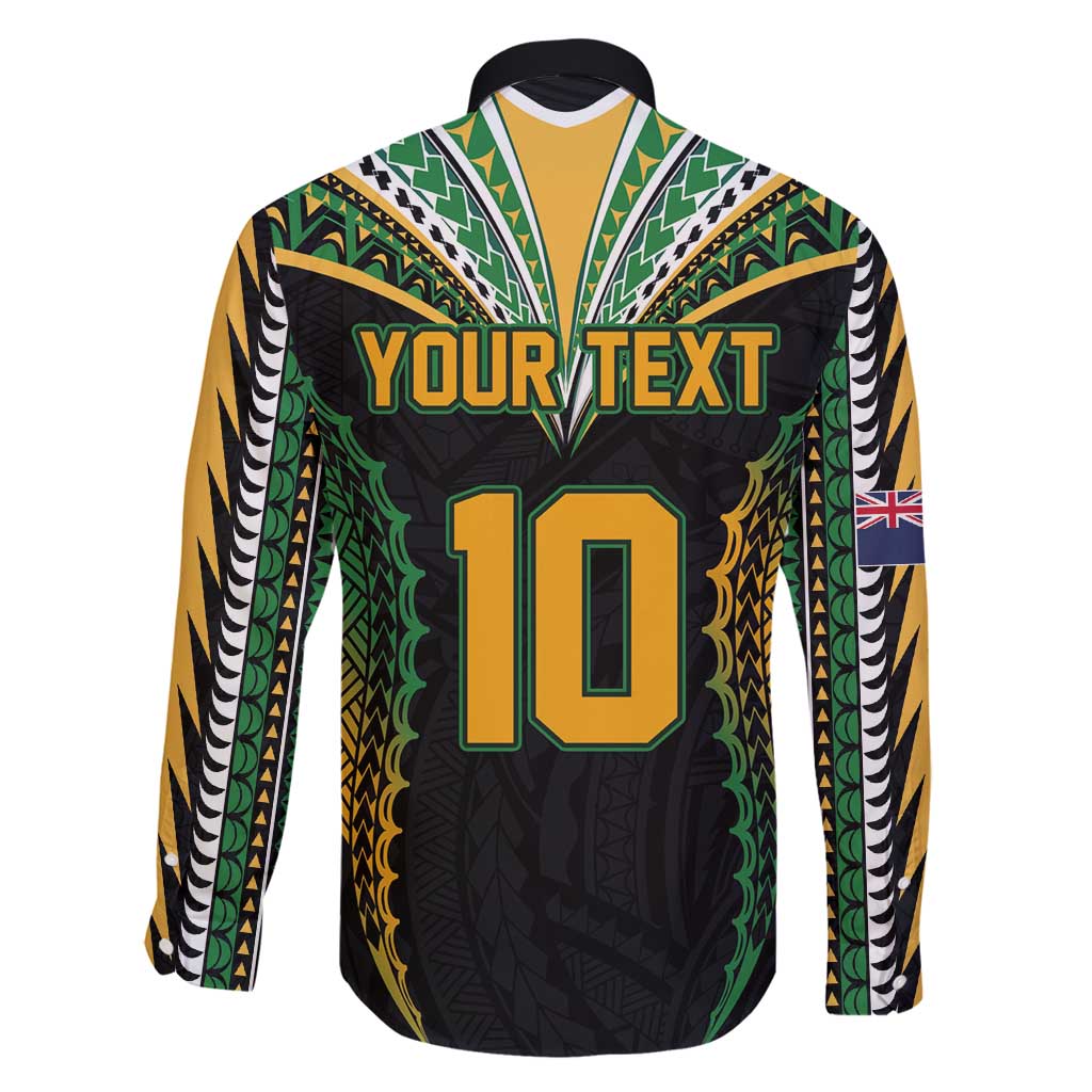 Custom Cook Islands Rugby League Family Matching Long Sleeve Bodycon Dress and Hawaiian Shirt Tatau Tribal Pattern-Special Edition Black Color