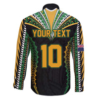 Custom Cook Islands Rugby League Family Matching Off The Shoulder Long Sleeve Dress and Hawaiian Shirt Tatau Tribal Pattern-Special Edition Black Color