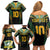 Custom Cook Islands Rugby League Family Matching Off Shoulder Short Dress and Hawaiian Shirt Tatau Tribal Pattern-Special Edition Black Color