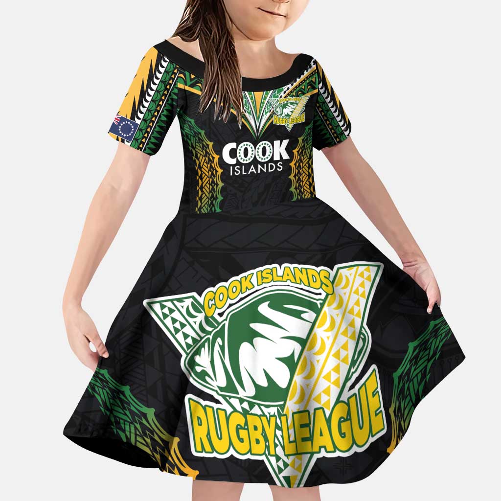 Custom Cook Islands Rugby League Family Matching Puletasi and Hawaiian Shirt Tatau Tribal Pattern-Special Edition Black Color