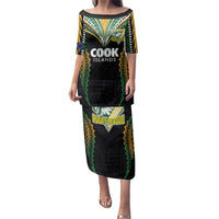 Custom Cook Islands Rugby League Family Matching Puletasi and Hawaiian Shirt Tatau Tribal Pattern-Special Edition Black Color