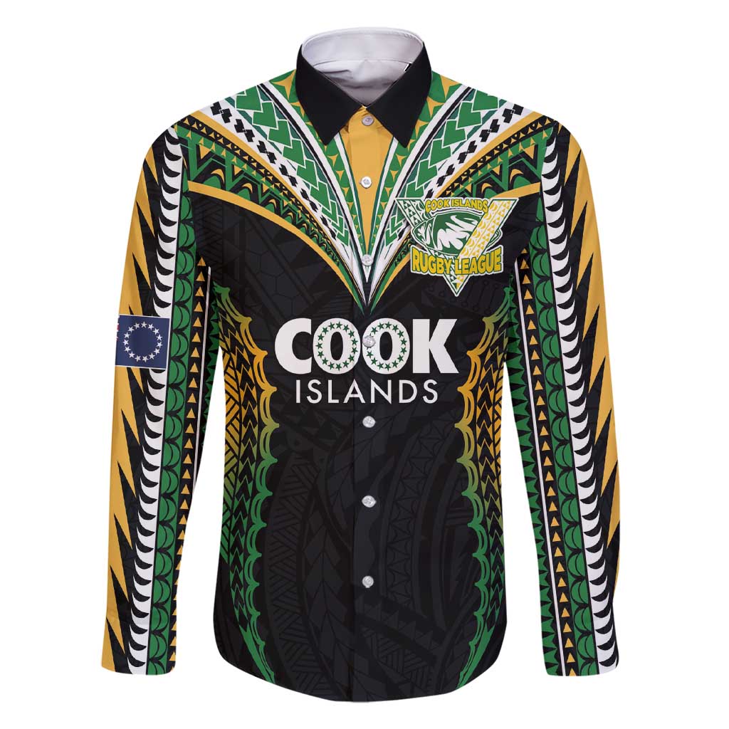 Custom Cook Islands Rugby League Family Matching Short Sleeve Bodycon Dress and Hawaiian Shirt Tatau Tribal Pattern-Special Edition Black Color