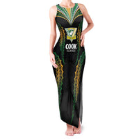 Custom Cook Islands Rugby League Family Matching Tank Maxi Dress and Hawaiian Shirt Tatau Tribal Pattern-Special Edition Black Color
