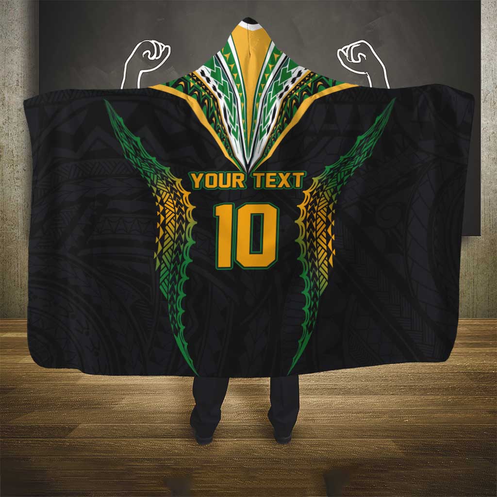 Custom Cook Islands Rugby League Hooded Blanket Tatau Tribal Pattern-Special Edition Black Color