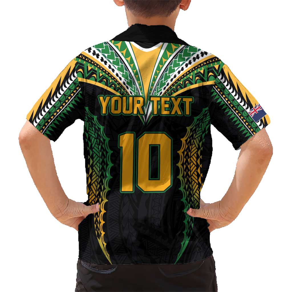 Custom Cook Islands Rugby League Kid Hawaiian Shirt Tatau Tribal Pattern-Special Edition Black Color