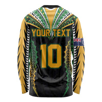 Custom Cook Islands Rugby League Long Sleeve Shirt Tatau Tribal Pattern-Special Edition Black Color