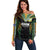 Custom Cook Islands Rugby League Off Shoulder Sweater Tatau Tribal Pattern-Special Edition Black Color