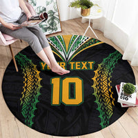Custom Cook Islands Rugby League Round Carpet Tatau Tribal Pattern-Special Edition Black Color