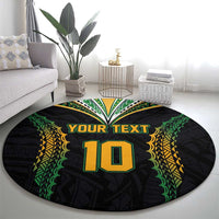 Custom Cook Islands Rugby League Round Carpet Tatau Tribal Pattern-Special Edition Black Color