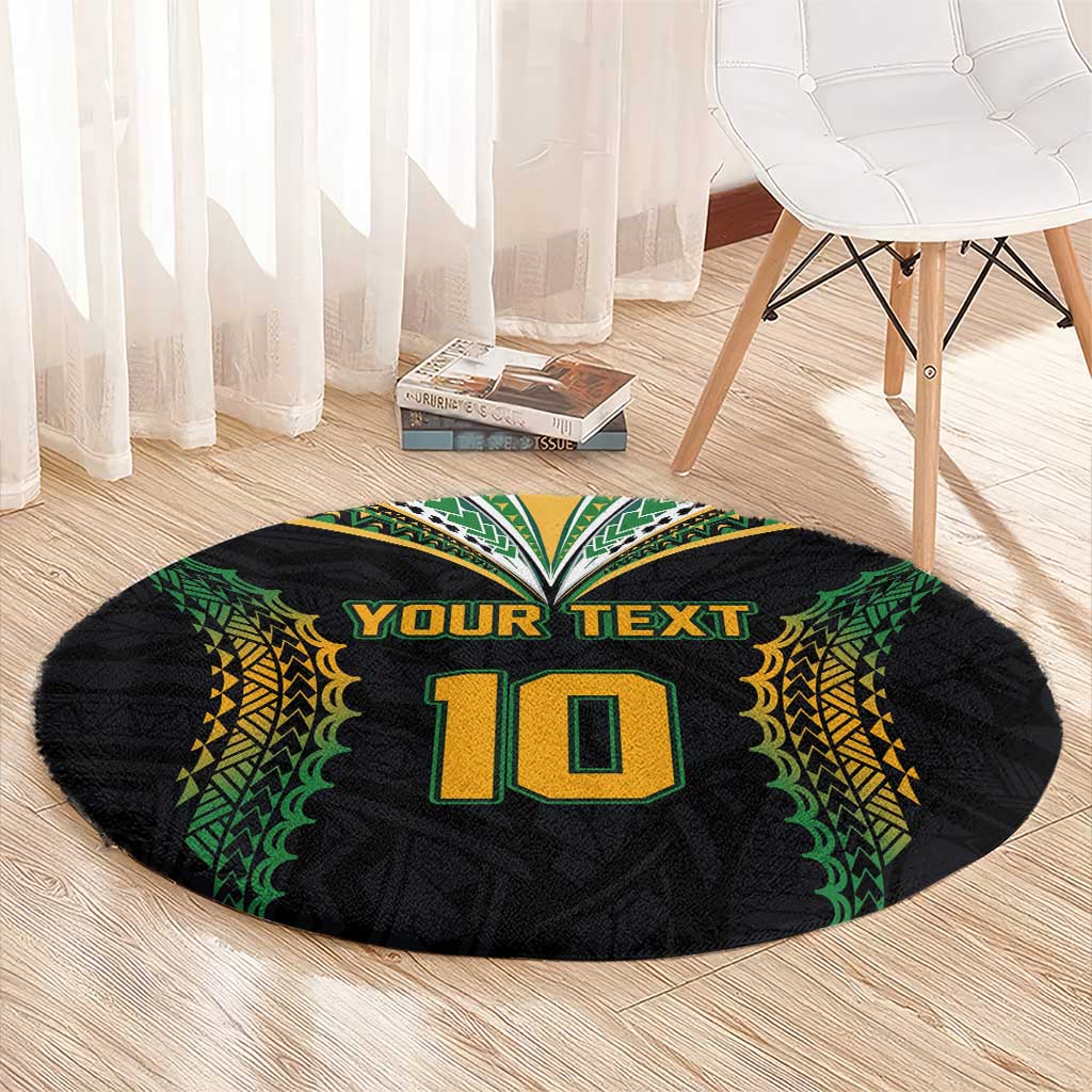 Custom Cook Islands Rugby League Round Carpet Tatau Tribal Pattern-Special Edition Black Color