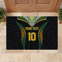 Custom Cook Islands Rugby League Rubber Doormat Tatau Tribal Pattern-Special Edition Black Color
